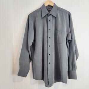 Geoffrey Beene Mens Large Gray Long Sleeve Button Down Shirt